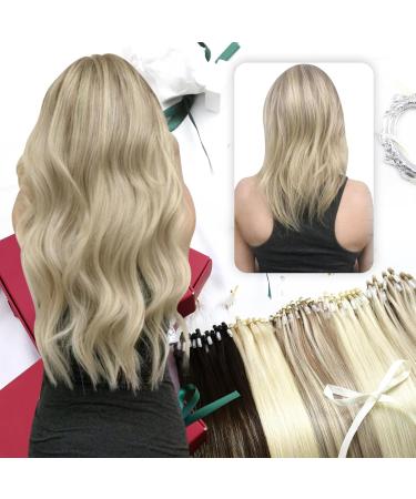 Moresoo Micro Loop Extensions - Real Hair Blond 55 cm Cold Fusion Remy Hair #P18/613 Ash Blonde & Platinum Blonde 50g Microring Extensions - Buy Online on GoSupps.com