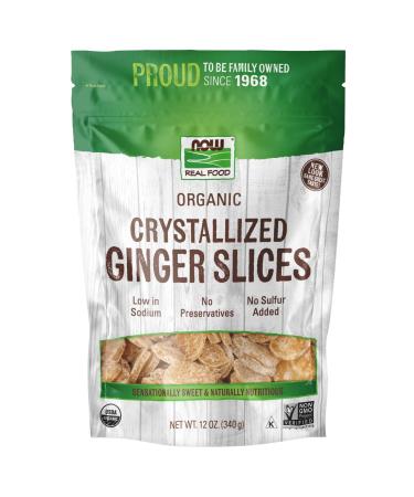 NOW Foods, Organic Crystallized Ginger Slices, Low-Sodium, Sulfur-Free, Preservative-Free and Non-GMO, 16-Ounce (Packaging May Vary) 12 Ounce (Pack of 1) Slices