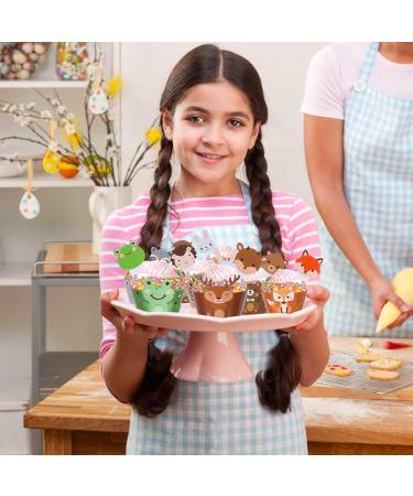 48pcs Baby Safari Jungle Animals Cupcake Toppers with Wrappers Woodland Animal Kids Birthday Cake Toppers Decor Forest Themed Cupcake Toppers for Baby Shower Birthday Gender Reveal Party Decor - Buy Online on GoSupps.com