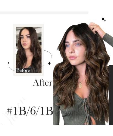 Vivien Clip-In Extensions | Remy Real Hair - Natural Black to Medium Brown Ombre | 18 Inch 120g 7pcs #1B/6/1B - Buy Online on GoSupps.com