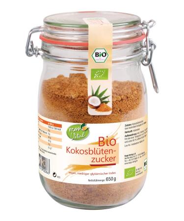 KOPP VITAL BIO COKOS blossom sugar in the ironing glass |Vegan |650 G |Coconut flowers |Without genetic engineering |Gluten -free |Alternative to white household sugar