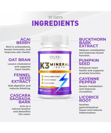 K3 Mineral Weight Loss Pills (5 Pack) - Keto-Friendly Supplement for Men & Women | 5 Months Supply of K3 Salt Vitamin & Mineral Capsules - Buy Online on GoSupps.com