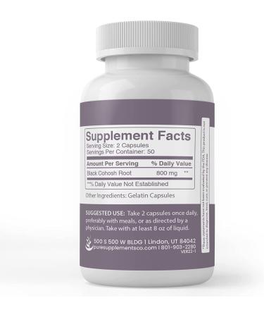 Pure Black Cohosh Root Capsules - 100 Count | Lab Verified, No Additives | 100% Original Ingredients - Buy Online on GoSupps.com
