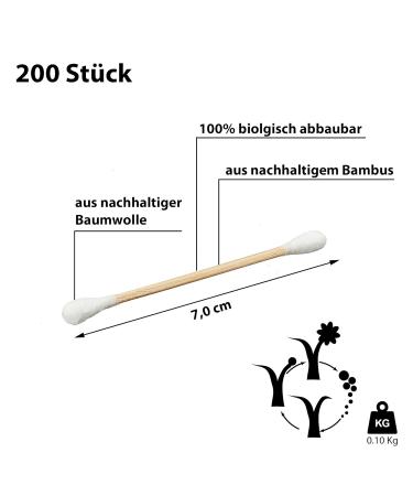 Buy Biodegradable Bamboo Cotton Buds - 200 Plastic-Free Earbuds for Eco-Friendly Cleaning - Buy Online on GoSupps.com