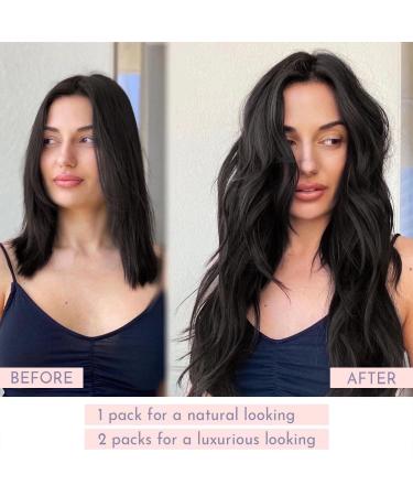 Maxfull Black Seamless Clip In Human Hair Extensions - 16 Skin Weft Remy Hair, 7pcs, 115g - #1B Black - Buy Online on GoSupps.com