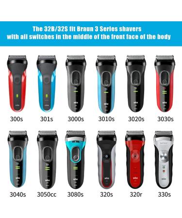 Buy Series 3 32B Replacement Heads for Braun Shavers - Compatible with Models 3000s 3010s 3040s 3050cc & More - International Shipping Available - Buy Online on GoSupps.com