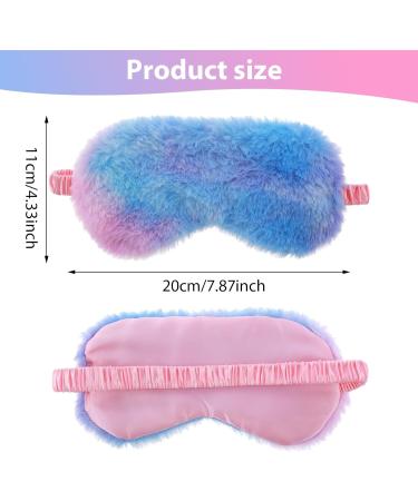 3 Pcs Plush Sleeping Eye Mask Set - Soft Faux Fur Blindfolds for Travel & Naps | Tie-Dye Colors (Pink Purple Blue) | Comfortable Eye Shade for Adults & Kids - Buy Online on GoSupps.com
