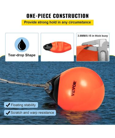 VEVOR 15 Inflatable Boat Buoy Balls - Heavy-Duty Marine-Grade PVC Marker Buoys for Boat Mooring, Anchoring, Rafting, Fishing - Orange - Buy Online on GoSupps.com