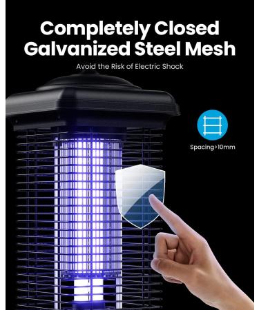 Gaiatop 4000V Bug Zapper Outdoor | Waterproof Electric Mosquito Killer for Home Backyard Patio - Black - Buy Online on GoSupps.com