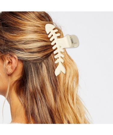 ANQSYY Resin Fish Bone Hair Claw Clips - Large Size, Non-slip, Fashion Hair Accessories for Women & Girls - Buy Online on GoSupps.com