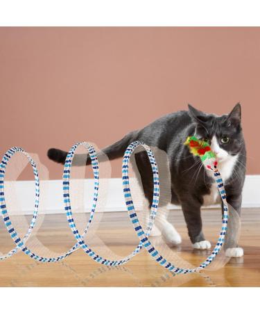 Indoor Cat Tube Toys Cat Tunnels Tube Cat Toys Portable Interactive Pet Adventure Tunnel Toy Interactive Cat Springs Toys for Cats Dogs Small Pets Rabbits Geteawily blue-green - Buy Online on GoSupps.com