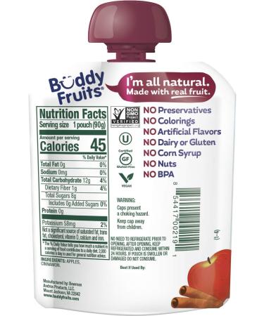 Buddy Fruits Pure Blended Fruit - Apple & Cinnamon - 18-Pack for Healthy Snacking - Buy Online on GoSupps.com