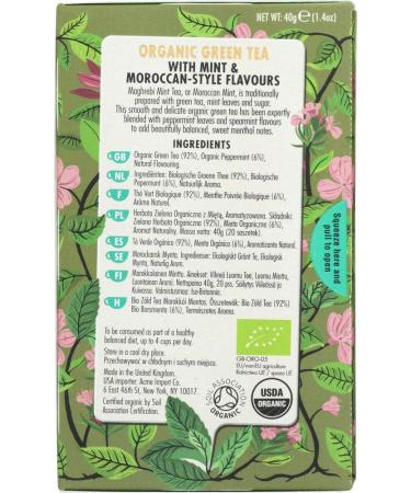HEATH & HEATHER Organic Moroccan Mint Green Tea - 20 Count | Refreshing & Natural - Buy Online on GoSupps.com