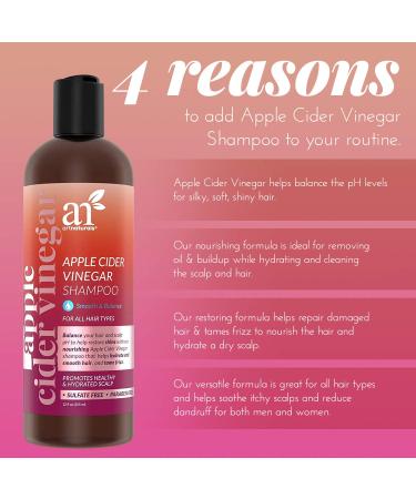 Artnaturals Apple Cider Vinegar Shampoo - 12 Fl Oz - Plant-Based Coconut Oil & Vitamin E - All Hair Types - Repair Split Ends Shine & Strengthen Hair - Buy Online on GoSupps.com