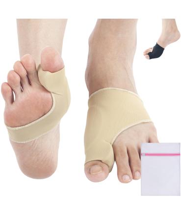 360 RELIEF Silicone Bunion Corrector with Gel Pads - Big Toe Separator Straightener Hallux Valgus Pain Relief Soreness Scientific Correction of Bunion | 1x Pair Beige Large with Mesh Laundry Bag Beige L - Buy Online on GoSupps.com