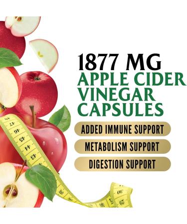 Apple Cider Vinegar Capsules ACV Supplements 1877mg Vitamin D3 Zinc & Best ACV Supplement Pills Supporting Gut Health for Better Digestion Immune System Support Non-GMO & Gluten Free 60 Capsules 60 Count (Pack of 1) - Buy Online on GoSupps.com