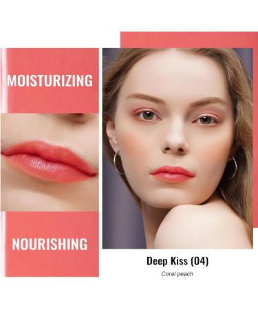 Oulac Coral Peach Moisturising Lipstick: Hydrating Lip Balm for Dry Lips - Juicy Glossy Finish, Vegan & Cruelty-Free (04) - Buy Online on GoSupps.com