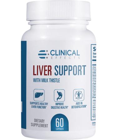 Clinical Effects: Liver Support - Natural Milk Thistle and Zinc Supplement - 60 Veggie Capsules - Helps Detox and Cleanse The Liver - Supports Liver Function and Digestive Health - Made in The USA 1 Count (Pack of 1)