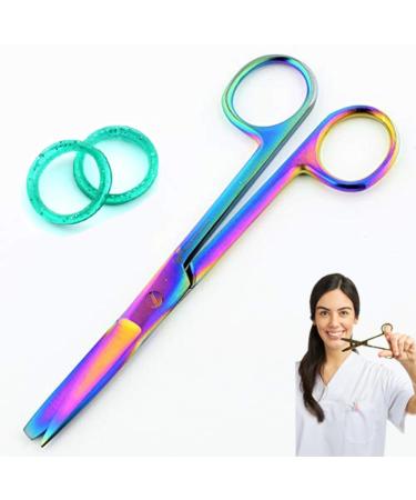 Aftren operational preparation scissors especially bandage scissors for nursing hospital clinics with blunt tips J2-steel (rainbow 5.5 inches) 5.5 inch rainbow