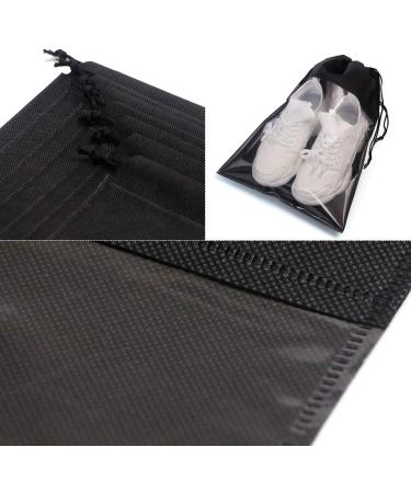 24 Pack Portable Shoe Bags for Travel - Large Storage Organizer with Clear Window and Drawstring - Men and Women's Black Shoes Pouch - Buy Online on GoSupps.com