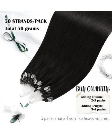 Moresoo Microring Extensions - 55cm #1B Natural Black Remy Hair Silky 1g/s 50g/Pack - Buy Online on GoSupps.com