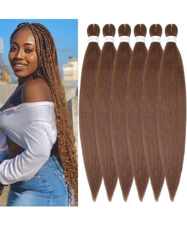 YDDM PRE Stretched Braiding Hair Extensions 26 inch 6packs Extensions Kunsthaar Braids Brown Hair Extension Art Hair For Braid Extension for Braids Jumbo Braids Hair (26#) 66cm-26 inches (6-pack) 30#