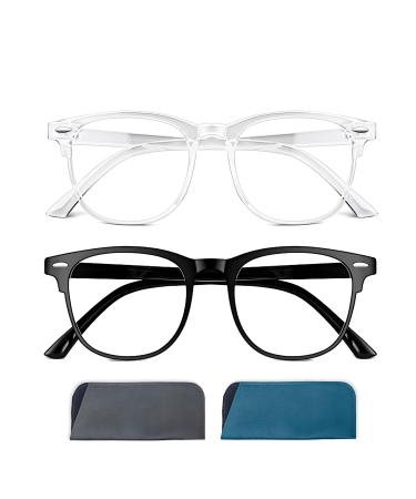 Solmoon blue light filter glasses women men - Blue Light Blasses - Bluberstilter Computer Glasses - Transparent Glasses reduces visual fatigue Premium Round Premium Round black / transparent