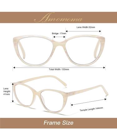 AMOMOMA Fashion Cat Eye Blue Light Blocking Reading Glasses for Women - Milky Cream Pink&Green  1.0x Magnification (AM6005 C4) - Buy Online on GoSupps.com