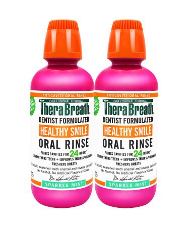 TheraBreath Healthy Smile Dentist Formulated 24-Hour Oral Rinse Sparkle Mint 16 Ounce (Pack of 2) Healthy Smile 16 Fl Oz (Pack of 2)
