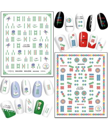 Mahjong Nail Art Stickers - 3D Self-Adhesive Holographic Design for Manicure Decoration - Buy Online on GoSupps.com
