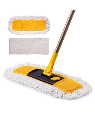 Yocada Dust Mop Microfiber Floor Mop 57 Inch Telescopic with Total 3 Mop Pads Wet & Dry Floor Cleaning for Hardwood Ceramic Marble Tile Laminate Home Kitchen Gray