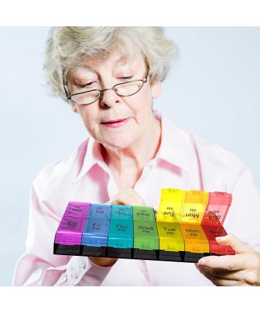 XL 2-Times-a-Day Weekly Pill Organizer Rainbow - 7-Day AM PM Pill Case for Vitamins and Medications - Oversized Big Pill Container - Buy Online on GoSupps.com