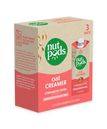 nutpods Oat Cinnamon Swirl Coffee Creamer - Unsweetened Oat Milk Creamer - Nut-Free Non Dairy Creamer - Keto, Gluten Free, Non-GMO, Vegan, Sugar Free, Kosher (3-Pack) 11.2 Fl Oz (Pack of 3)