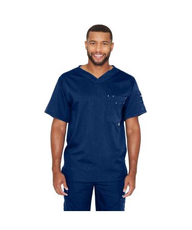 Grey s Anatomy by Barco - Men s Preston Top Easy Care V-Neck Medical Scrub Top w/ 3 Pockets Large Indigo (Navy)