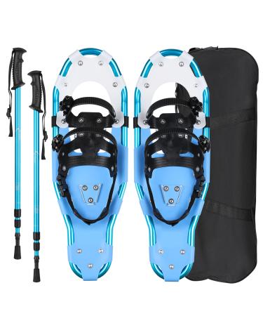 Snowshoes aluminum frame with 3 in 1 shoe size 38-45 to 90-110 kg adjustable hiking sticks mountain equipment hiking on snow slippery snowshoe set with a carrying bag for women and men 63 x 21cm blue - Buy Online on GoSupps.com