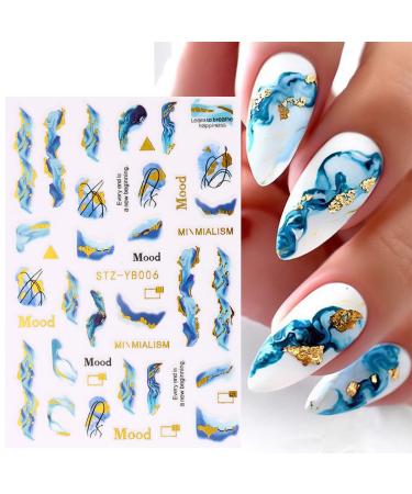 3D Marble Wave Nail Stickers - Self-Adhesive Foil Stripe Art Supplies in White, Black, Gold - French Nail Decals for Women and Girls (6PCS) - Buy Online on GoSupps.com