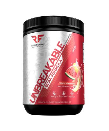 Revolutionary Supplements - Unbreakable BCAA - Branched Chain Amino Acids Powder for Muscle Recovery & Growth - Hydration & Recovery Blend w/Glutamine & Leucine - 45 Servings - Wildin' Watermelon