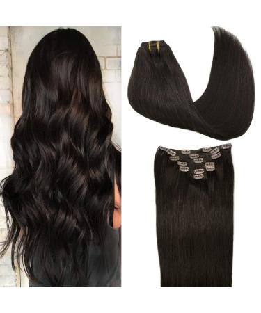 GOO GOO Human Hair Extensions Clip In Dark Brown Remy Hair Extensions Straight Thick 120g Real Natural Hair Extensions 18 Inch 18 Inch (Pack of 1) #2 Dark brown