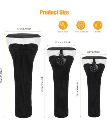 Lybile Golf Club Head Covers Set - 4Pcs Long Neck Mesh Headcovers for Woods, Driver, Hybrids - Black with Interchangeable No. Tags - Buy Online on GoSupps.com