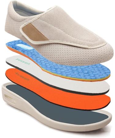 Adjustable Width Women's Diabetic Shoes - Memory Foam, Anti-Slip Sole - Grey - Ideal for Edema and Swollen Feet - Buy Online on GoSupps.com