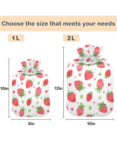 NAANLE Strawberry Watercolor Hot Water Bottle with Cover - 1L | Relief for Back Pain Hand & Foot Warmers Neck Therapy - International Shipping - Buy Online on GoSupps.com