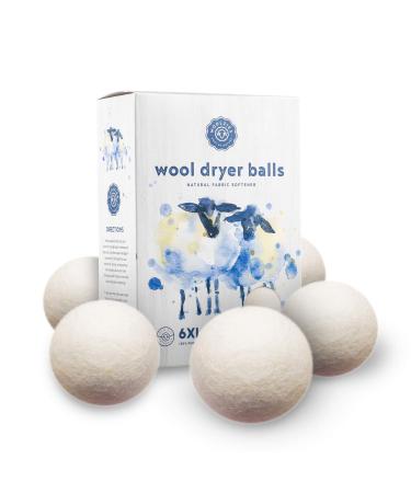 Woolzies Wool Dryer Balls Organic: Our Big Wool Spheres are the Best fabric softener | 6-Pack XL Dryer Balls for Laundry is Made with New Zealand Wool | Use Laundry Balls for Dryer with Essential Oils White