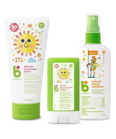 Babyganics Sun + Bug Set - Spf50 Susncreen Lotion  Spf50 Susncreen Stick  Bug Spray  3 Items