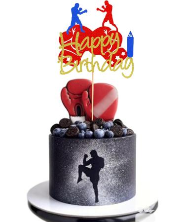 Arthsdite 1Pc Boxing Happy Birthday Cake Topper Boxing Gloves Cake Decorations Sports Birthday Theme Party Cake Decoration Supplies Boxing Cake Topper - Buy Online on GoSupps.com