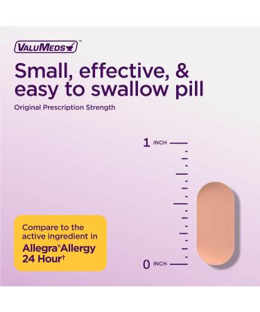 ValuMeds 24-Hour Allergy Medicine (100-Count) | Fexofenadine HCl Tablets | Non-Drowsy Antihistamine | Pollen, Hay Fever, Allergies | Kids & Adults | Compare to Allegra - Buy Online on GoSupps.com