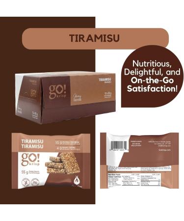GoKrisp Energy Squares by Jimmy Sevigny High Protein (15g) Snack Tasty Tiramisu Flavor Healthy Snacks Peanut Free Gluten Free 12 Pack - Buy Online on GoSupps.com