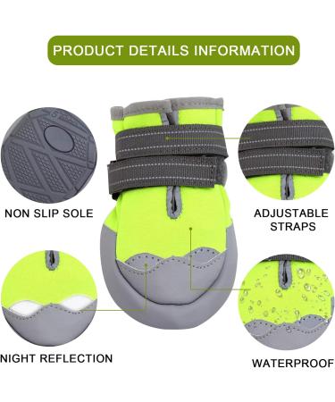 Medium and Large Dog Boots for All-Weather Protection | Waterproof, Anti-Slip, and Durable | 4-Piece Set in Green #8 | Ideal for 74-90 lbs Dogs - Buy Online on GoSupps.com