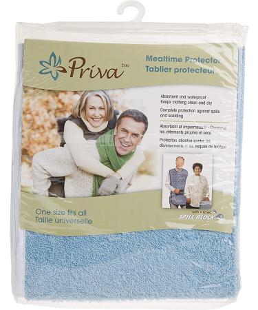 Priva Extra Long Blue Terry Waterproof Adult Bib 18x35 - Paisley Design - Mealtime Protector - Buy Online on GoSupps.com