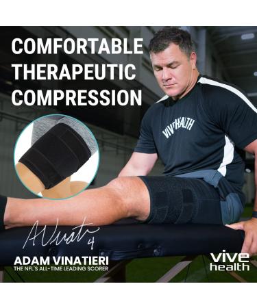 Vive Thigh Brace - Adjustable Compression Sleeve for Hamstring Quad Support - Ideal for Muscle Sprains, Tendinitis, Sciatica, and Sports Recovery - Men Women (Black) - Buy Online on GoSupps.com