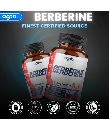 Berberine 12800mg Supplement with Milk Thistle, Turmeric, Elderberry & Black Pepper - 90 Capsules - Immune, Cardiovascular & Digestive Support - 3 Month Supply - Buy Online on GoSupps.com